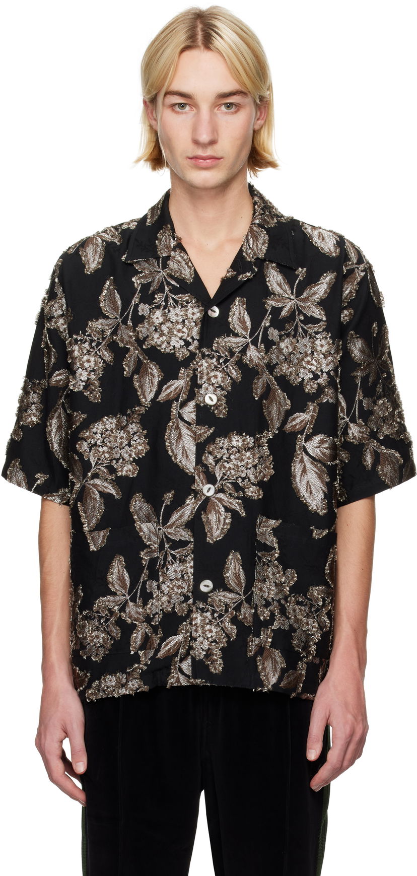 Košeľa Needles Floral Pattern Shirt Čierna | PU228