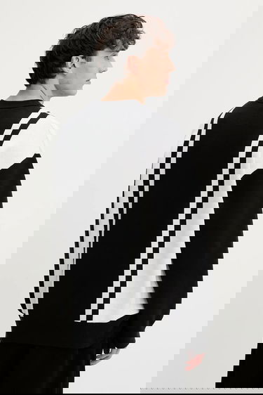 Sveter Puma Vertical Stripe Color Block Crewneck Knit Sweater Čierna | 632294, 5