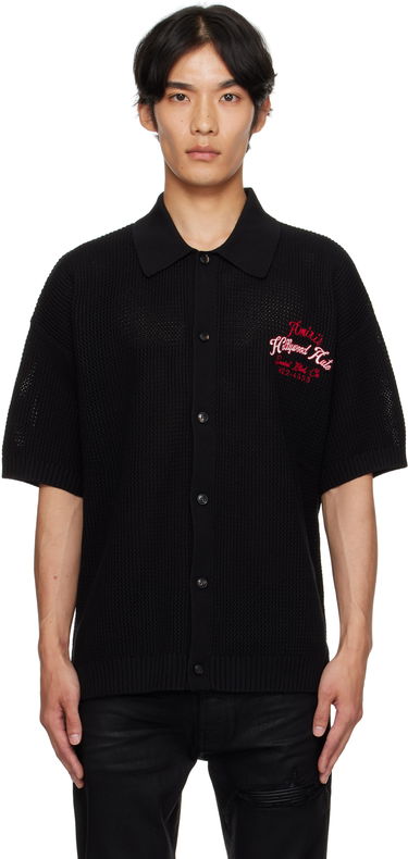 Polo tričko AMIRI AMIRI 'Hollywood Auto' Mesh Polo Shirt Čierna | AMKNIR1028, 0