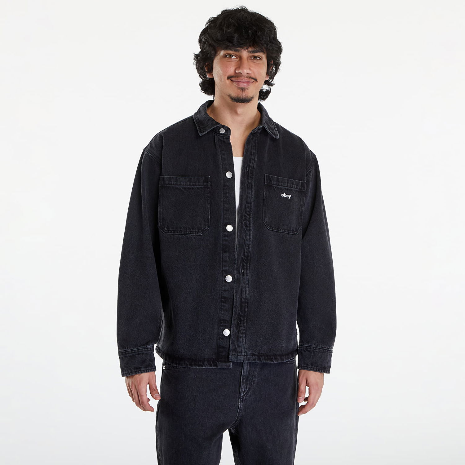 Bunda OBEY Winston Shirt Jacket Faded Black Čierna | 121160057-FBL, 0