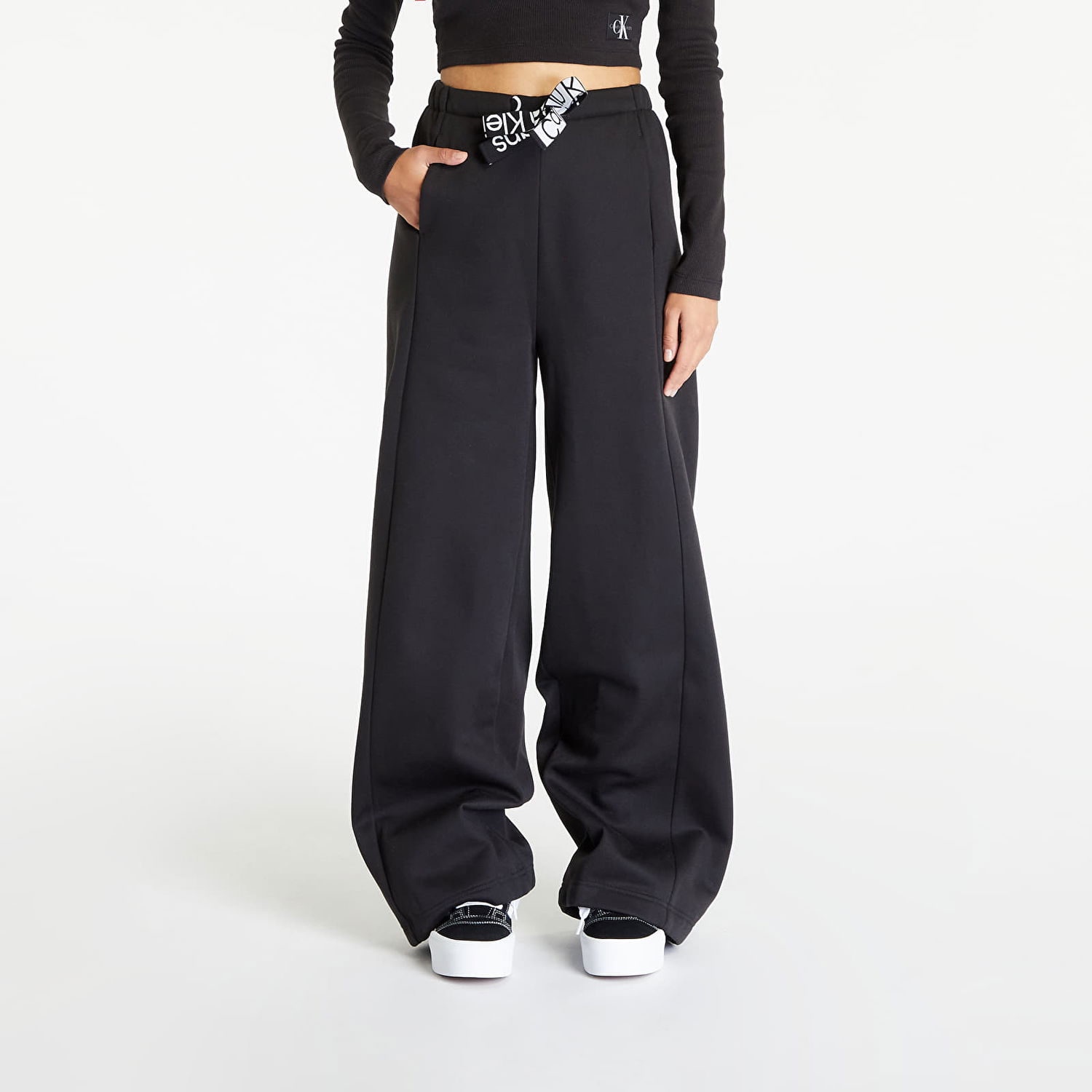 Tepláky CALVIN KLEIN Tape Wide Leg Jogger Sweatpants Čierna | J20J221916 BEH, 0