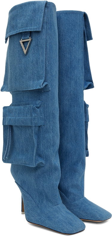 Oblečenie The Attico Attico Sienna Denim Cargo Knee-High Boots Modrá | 238WS656 D001, 3