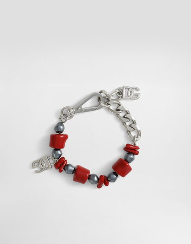 Náramok Dolce & Gabbana Dolce & Gabbana Metal Bracelet with Coral Details and Logo Červená | WBO5C4W111187655, 0