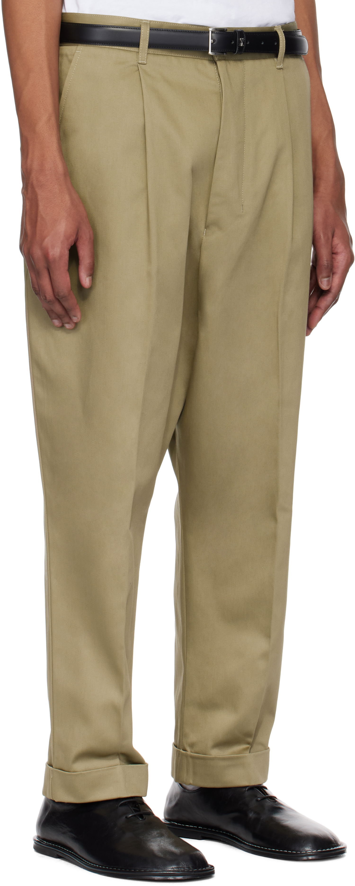 Nohavice AMI AMI Paris Cotton Carrot Oversized Trousers Béžová | HTR121.CO0103, 1