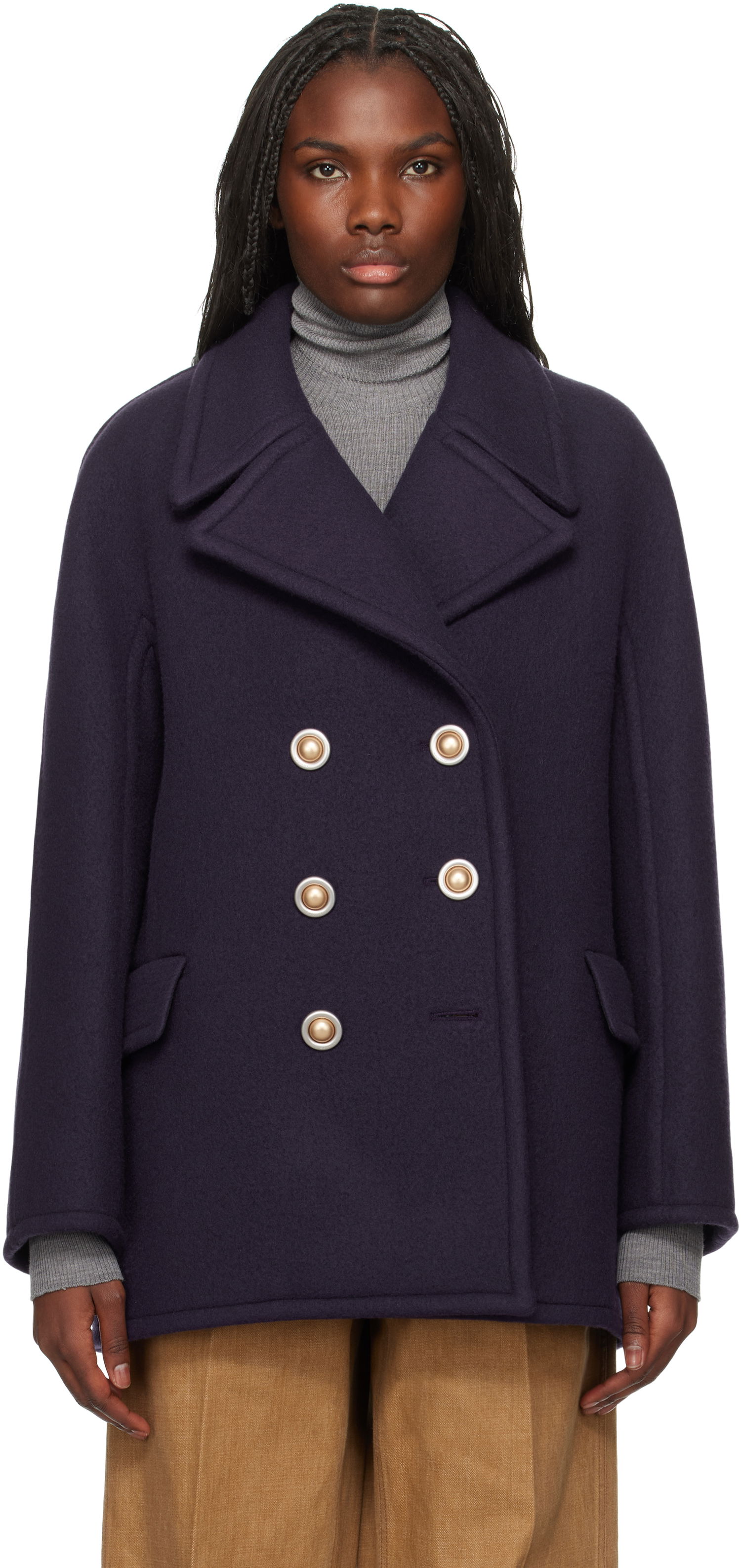 Kabáty LANVIN Double-Breasted Peacoat Navy | RW-CO0007-5958-A24, 0