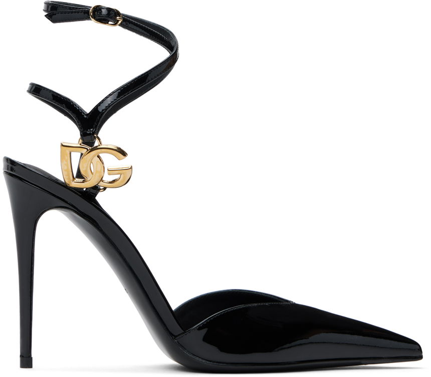 Tenisky a topánky Dolce & Gabbana Lollo Patent Leather Slingback Heels Čierna | CG0726 AP622, 0