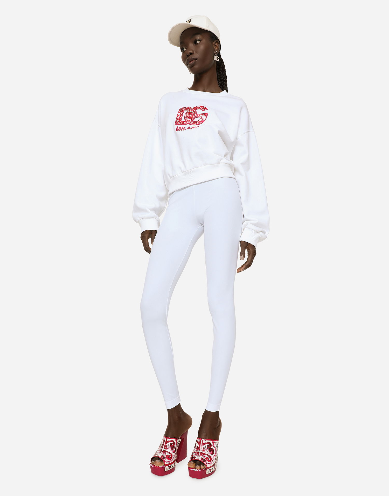 Mikina Dolce & Gabbana Jersey Sweatshirt With Dg Patch Biela | F9Q92ZGDBVWS8400, 1