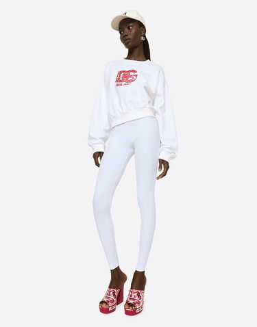 Mikina Dolce & Gabbana Jersey Sweatshirt With Dg Patch Biela | F9Q92ZGDBVWS8400, 1