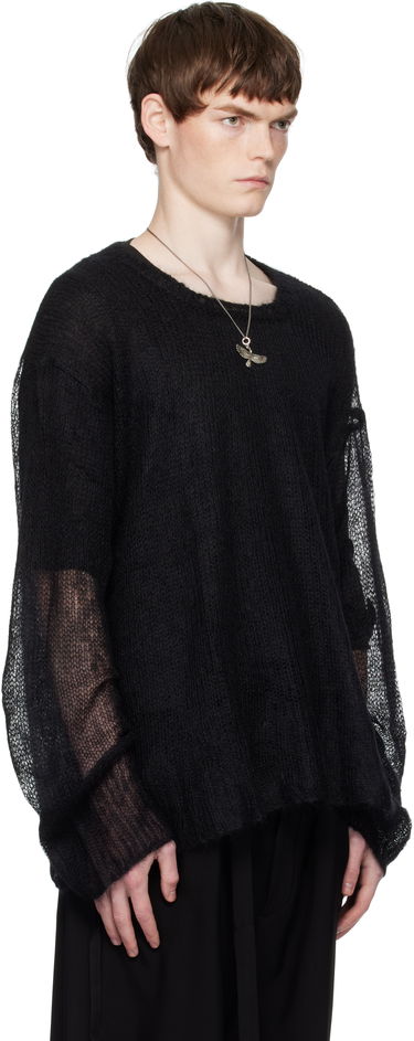 Sveter Ann Demeulemeester Ann Demeulemeester Kent Open Neck Sweater Čierna | B0012862-KN058-099, 1