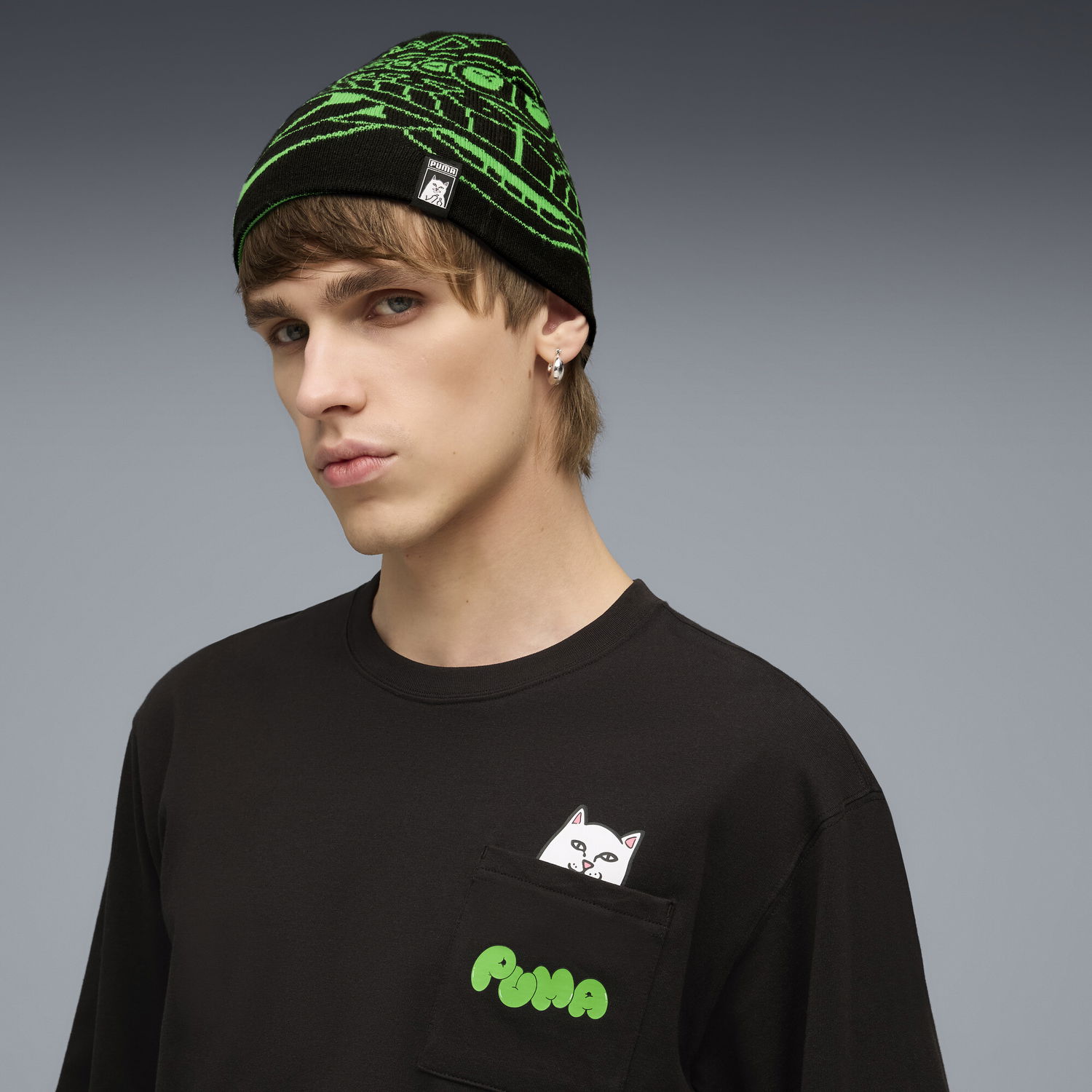 Kulicha Puma PUMA x RIPNDIP Knitted Beanie with Graphic Print Čierna | 026596_01, 1