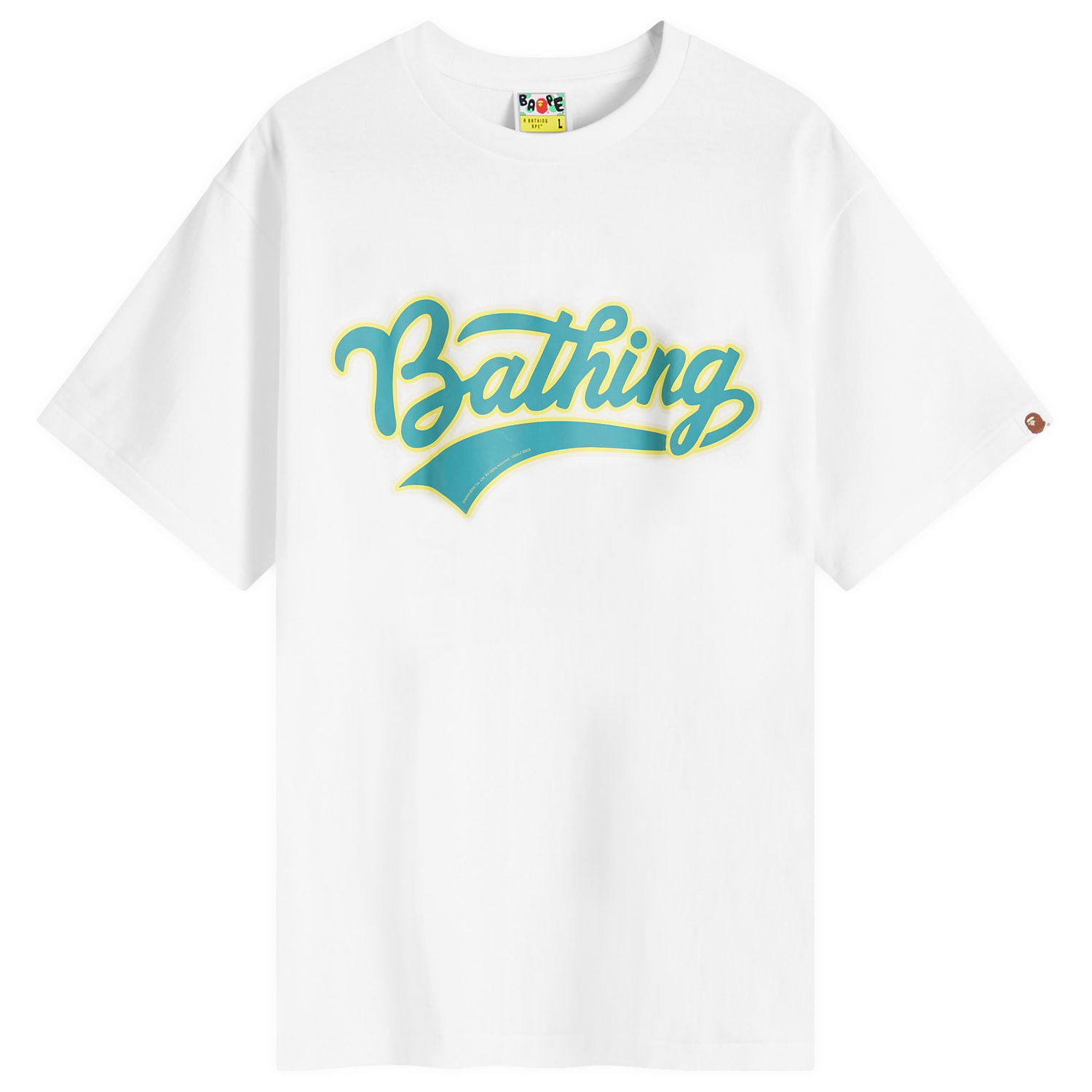 Tričko BAPE A Bathing Ape Men's Varsity Baseball Logo T-Shirt in White, Size Large | END. Clothing Biela | 001TEK301046M-WHT, 0