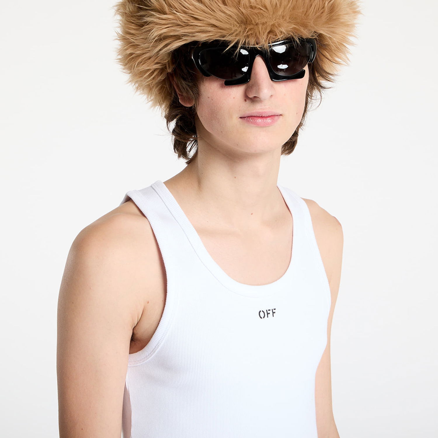 Tielko Off-White White Off Stamp Rib Tank Top Biela | OMUY006C99JER0010110, 1