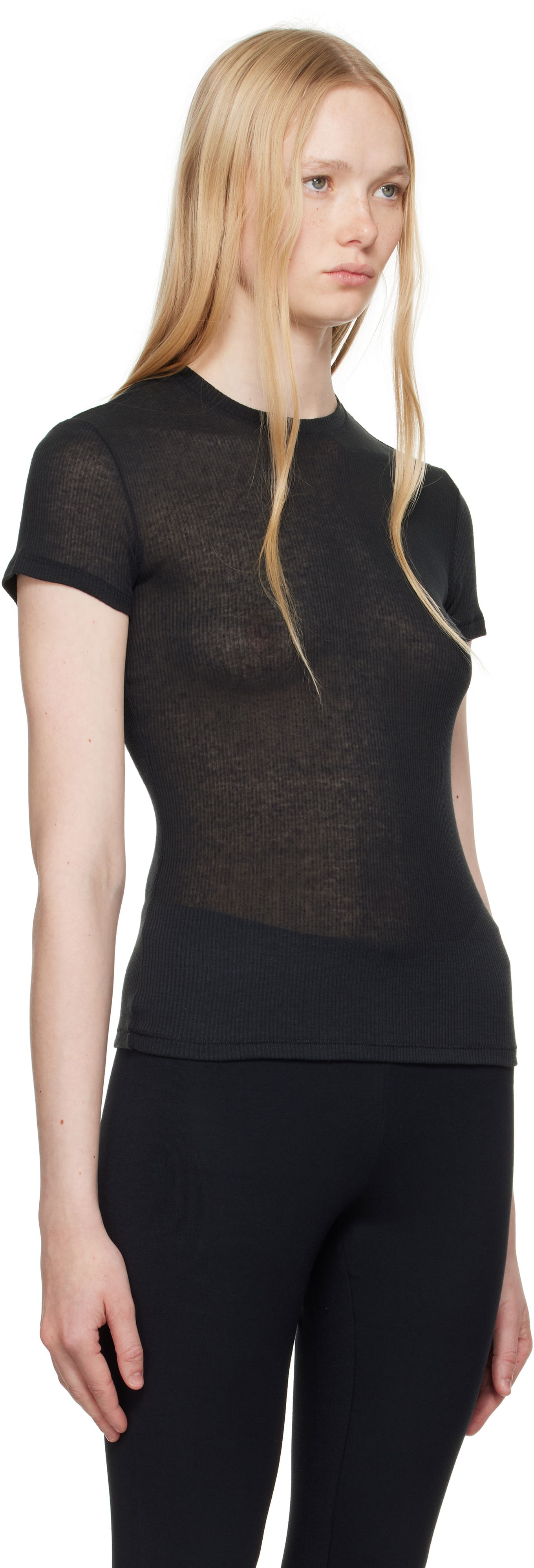 Tričko SKIMS SKIMS Sheer Cotton T-Shirt Čierna | SS-STT-8234W, 1