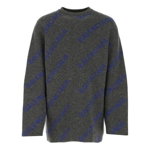Sveter Balenciaga Intarsia Knit Logo Jumper Šedá | 623283T15671035, 0