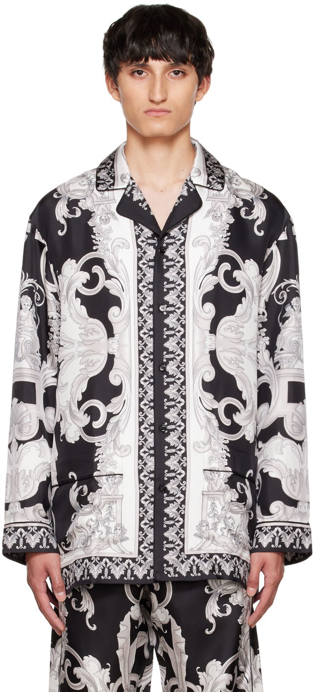 Pyžamo Versace Versace Baroque Print Silk Pajama Shirt Čierna | 1005376 1A04450, 0