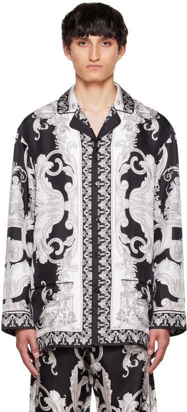 Pyžamo Versace Versace Baroque Print Silk Pajama Shirt Čierna | 1005376 1A04450, 0