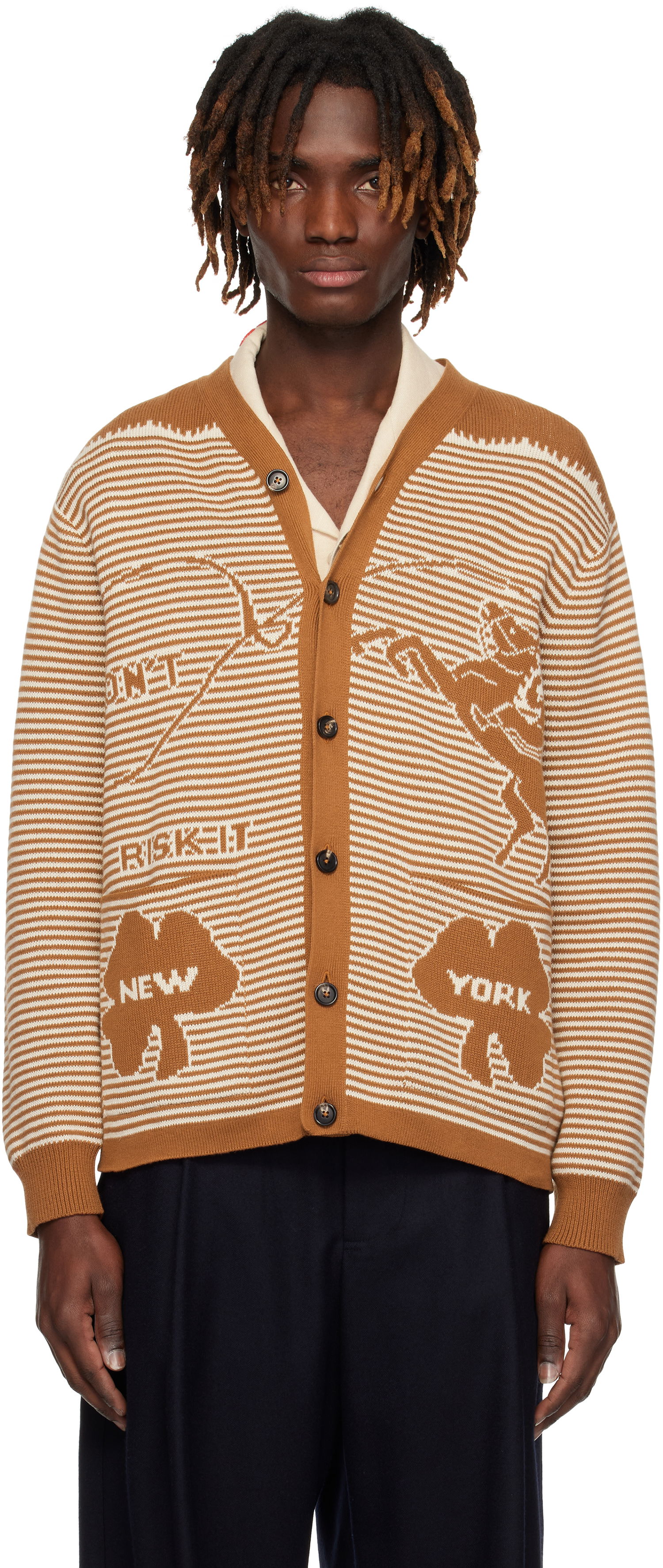 Sveter Bode Bode Buckaroo Knit Cardigan Hnedá | MRS25KT012, 0