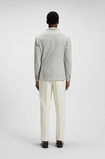 Bunda BOSS Slim Fit Checked Stretch Blazer Šedá | 50551598, 1