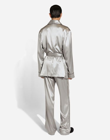 Pyžamo Dolce & Gabbana Silk Satin Robe Gray Šedá | G2TQ4ZFU1AUN2613, 2