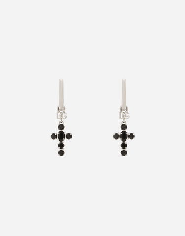 Náušnice Dolce & Gabbana Dolce & Gabbana Rhinestone Cross Pendant Earrings Metalická | WEQ6D1W111187655, 0