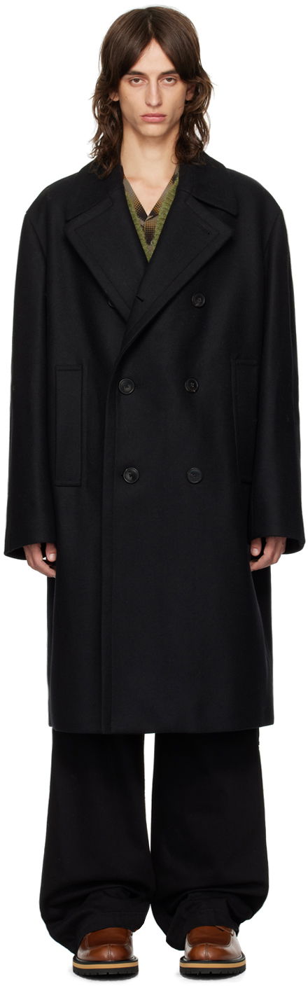 Kabáty Dries Van Noten Black Double-Breasted Coat Čierna | 242-020220-9223, 0