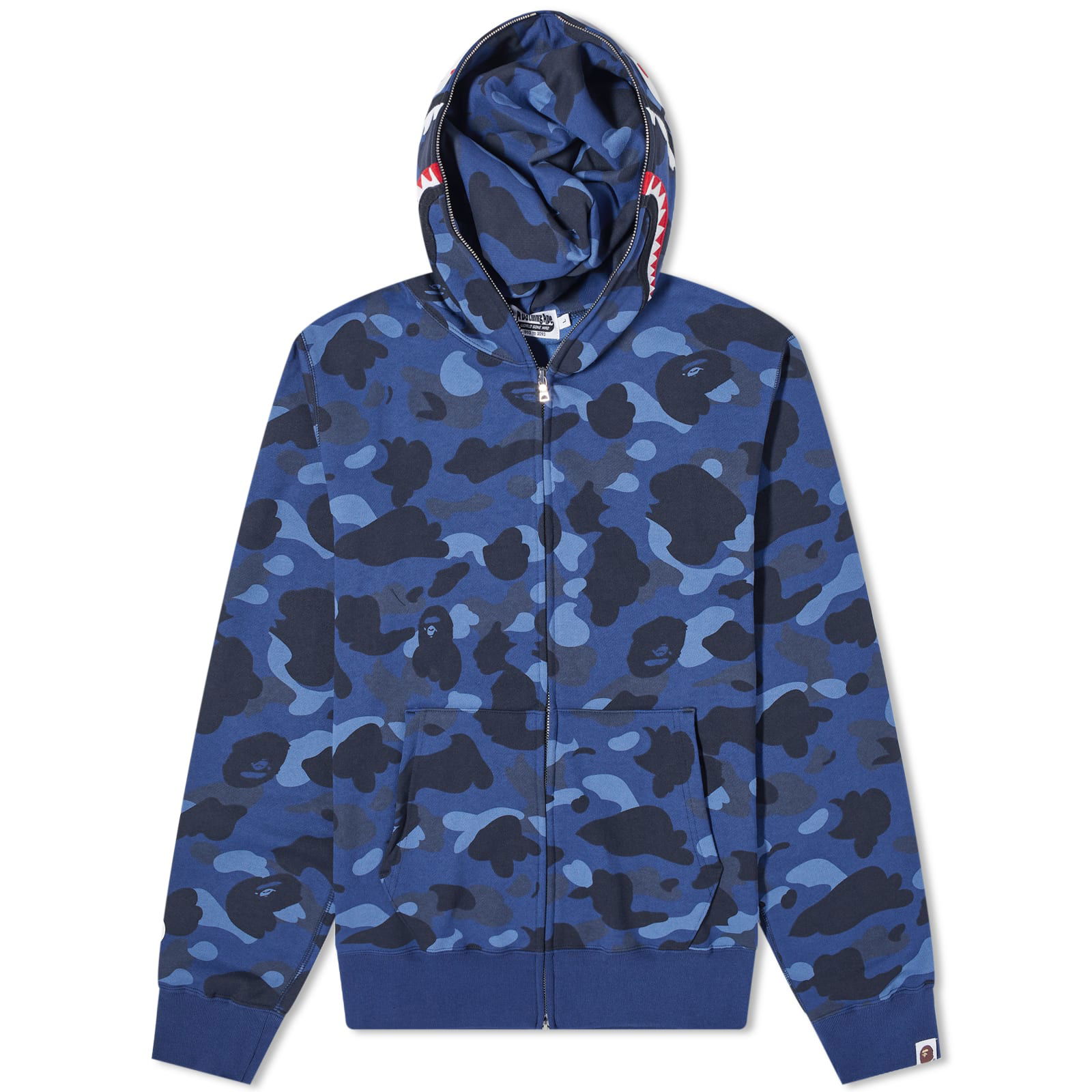 Colour Camo Shark Full Zip Hoodie Navy