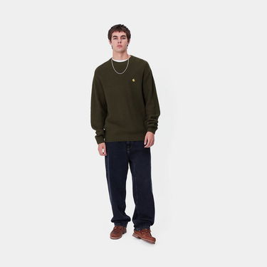 Sveter Carhartt WIP Green Relaxed Fit Crewneck Knit Sweater Zelené | I033884_9, 1