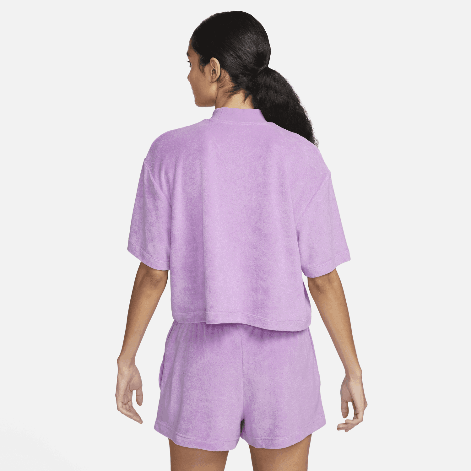 Crop Top Nike Cropped Terry Mock Neck Short Sleeve T-Shirt Fialová | FJ4894-532, 1