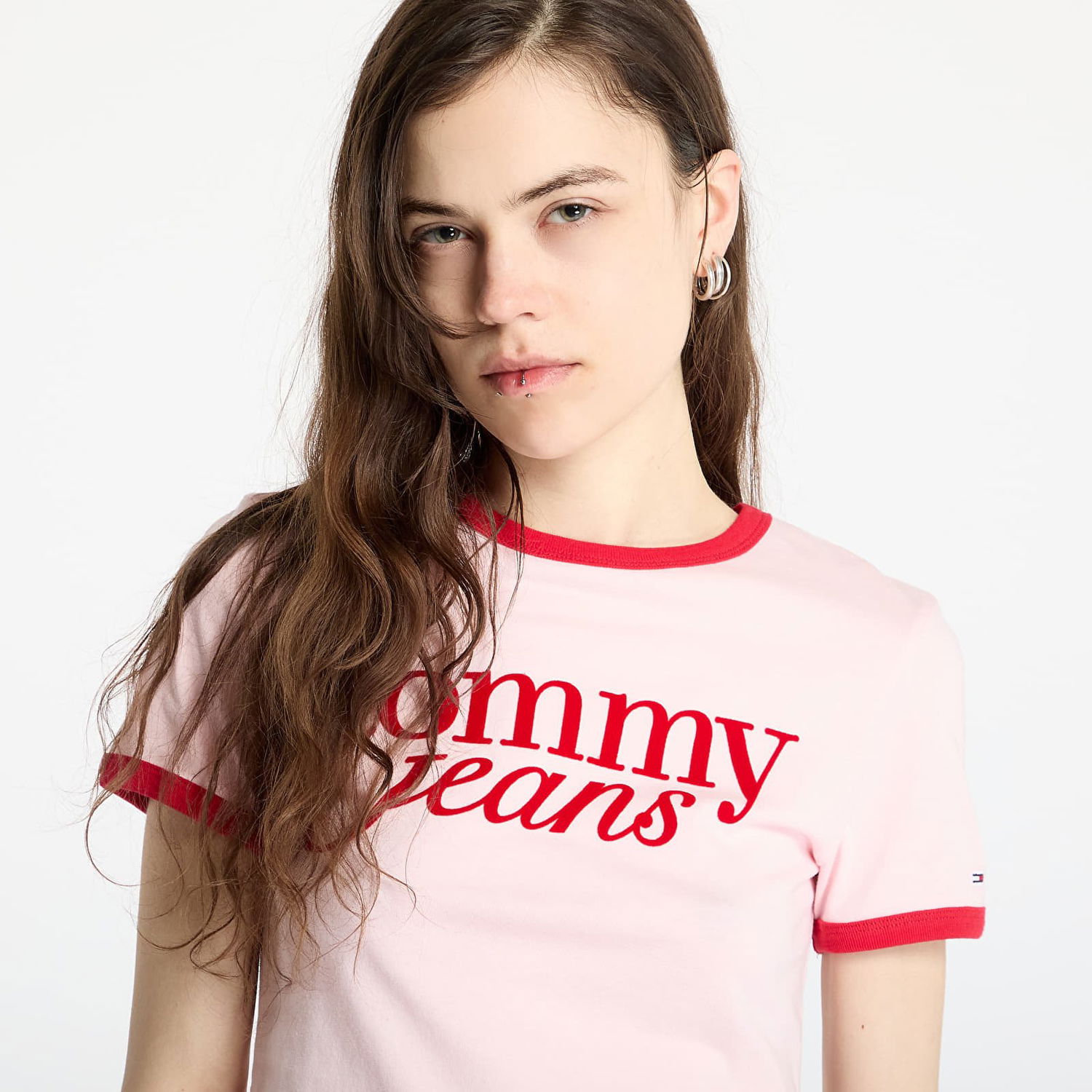 Crop Top Tommy Hilfiger Tommy Jeans Slim Script Crop T-Shirt Ružová | DW0DW20631 TH3, 1