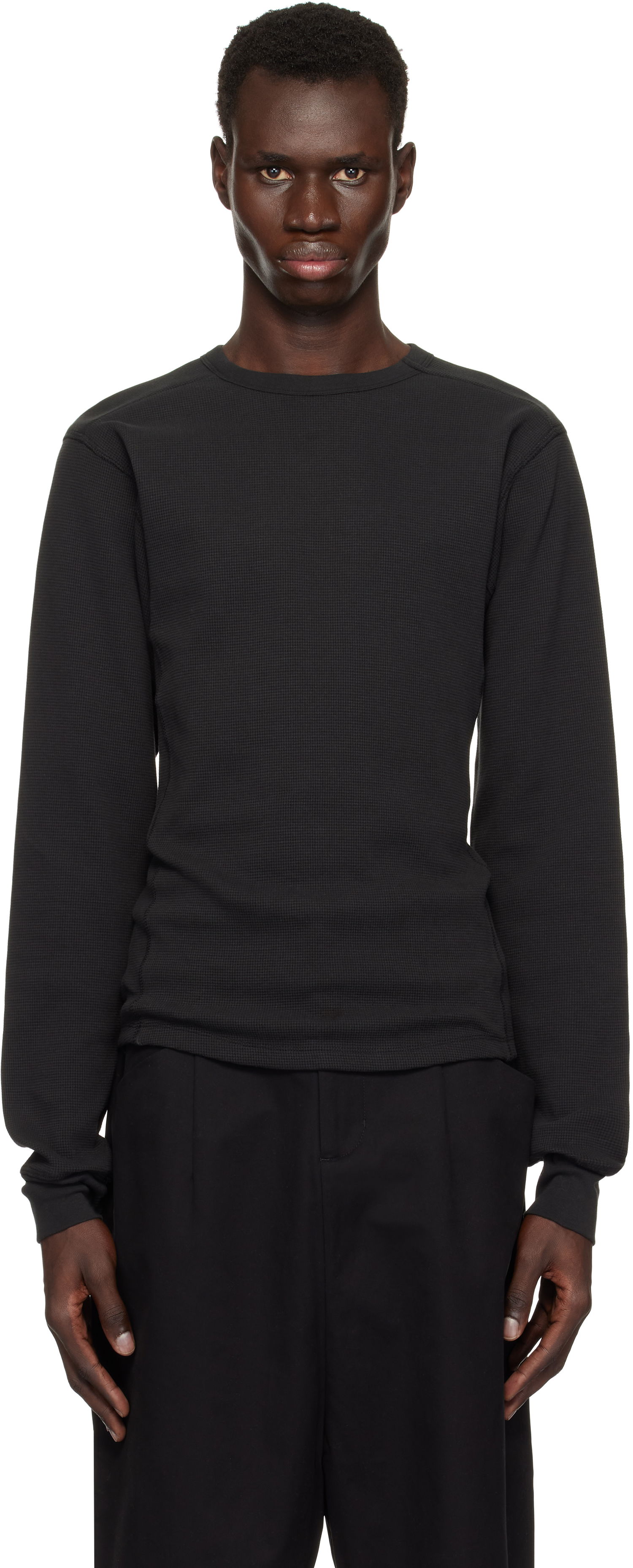 Sveter Entire Studios Entire Studios Thermal Long Sleeve T-Shirt Čierna | ES2260SO, 0