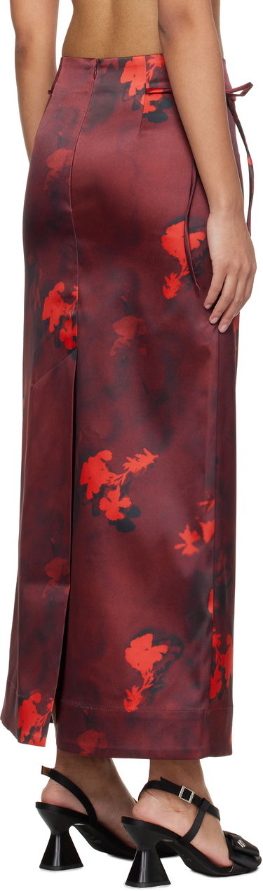 Sukňa GANNI Ganni Printed Satin Maxi Skirt Červená | W0012, 2