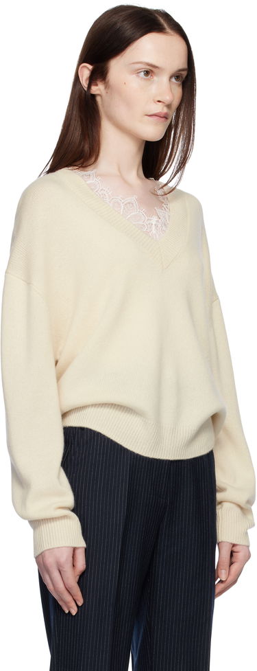 Sveter Anine Bing ANINE BING Lee Lace-Trim V-Neck Sweater Béžová | A-09-3280-101, 1