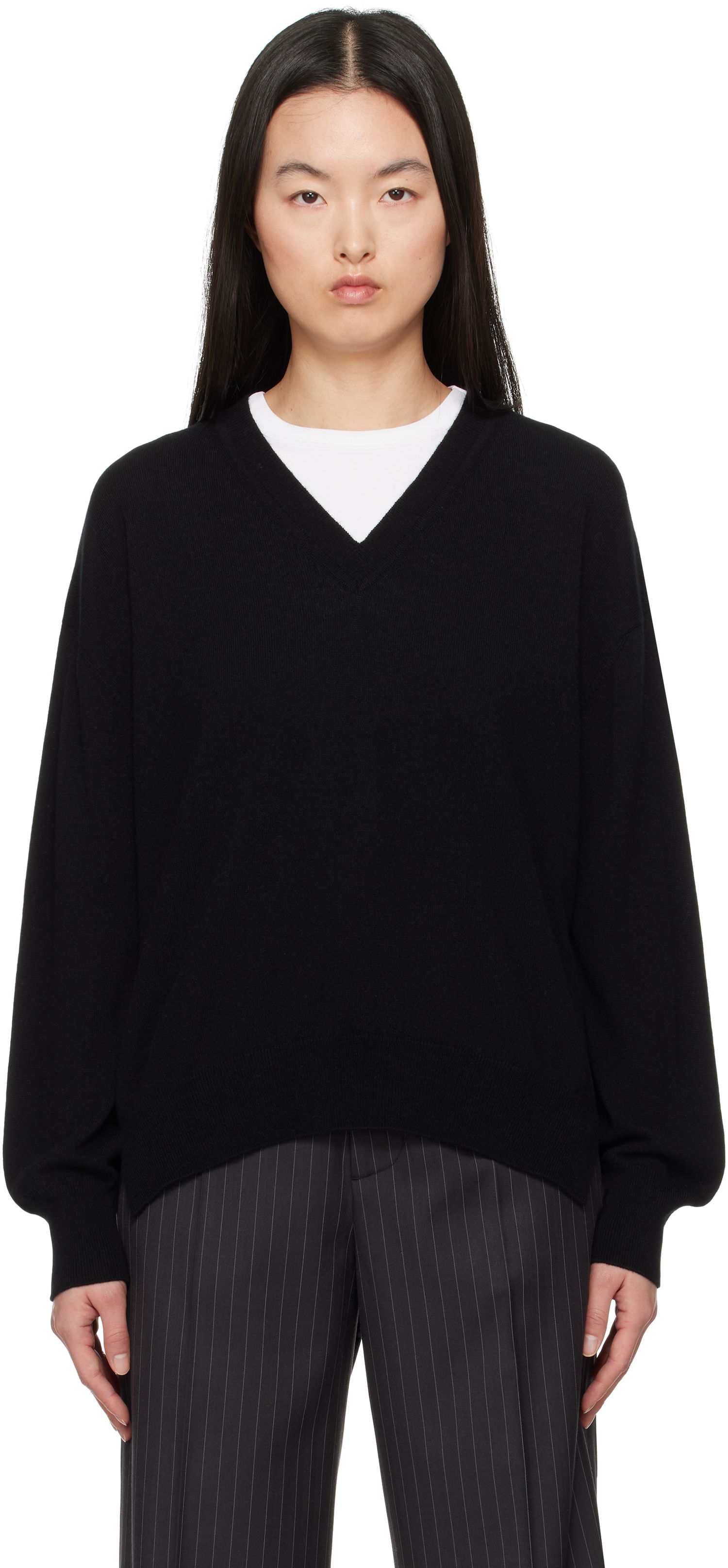 Sveter &Daughter &Daughter Tahra Cashmere V-Neck Sweater Čierna | CH04632, 0