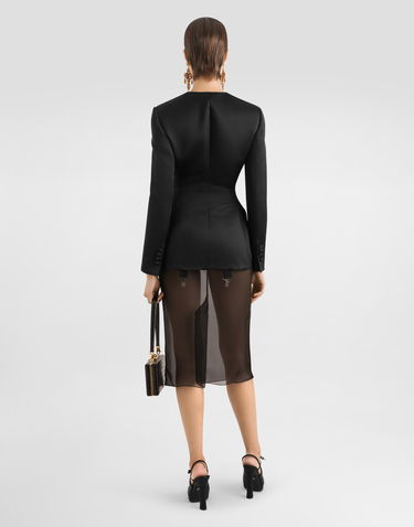 Sukňa Dolce & Gabbana Dolce & Gabbana Chiffon Voile Calf-Length Skirt Čierna | F4BBYTFUAA1N0000, 2