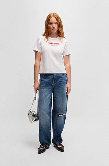 Tričko BOSS T-Shirt with Graphic Print Biela | 50534246, 1
