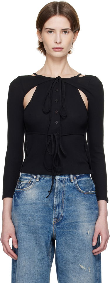 Sveter Eckhaus Latta Eckhaus Latta Ribbed Cutout Top Čierna | 1207-EL-PS25-A -, 0