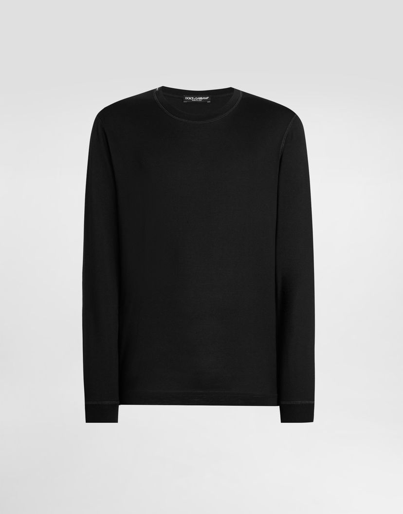 Tričko Dolce & Gabbana Dolce & Gabbana Long-Sleeve Cotton T-Shirt Čierna | G8SX5TFU7EQN0000