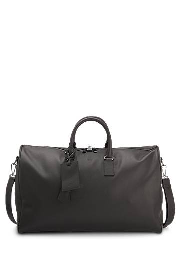 Cestovná taška BOSS BECKHAM x BOSS Grained Leather Holdall with Address Tag Čierna | 50549409, 0