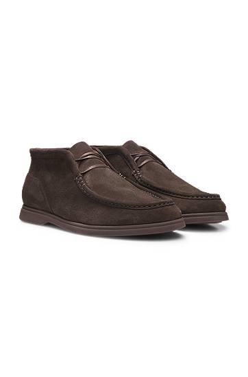 Oblečenie a doplnky BOSS Suede Desert Boots with Stitching Hnedá | 50548119