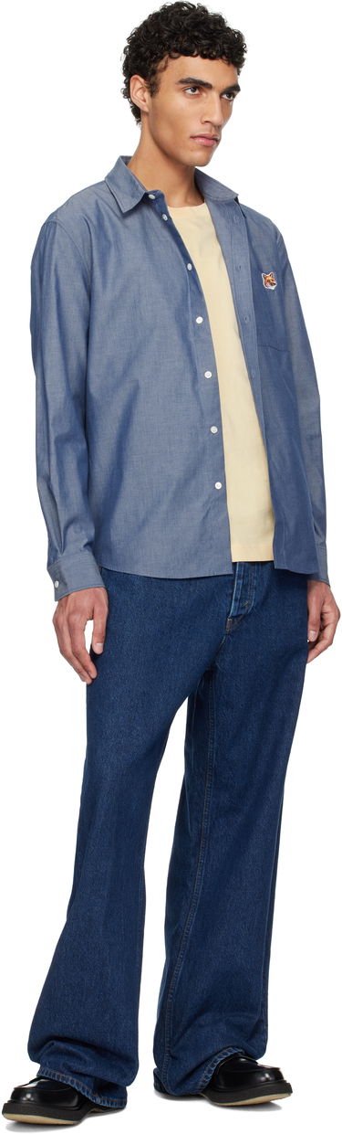Košeľa MAISON KITSUNÉ Maison Kitsuné Fox Head Casual Shirt Modrá | OM00432WC5043, 3