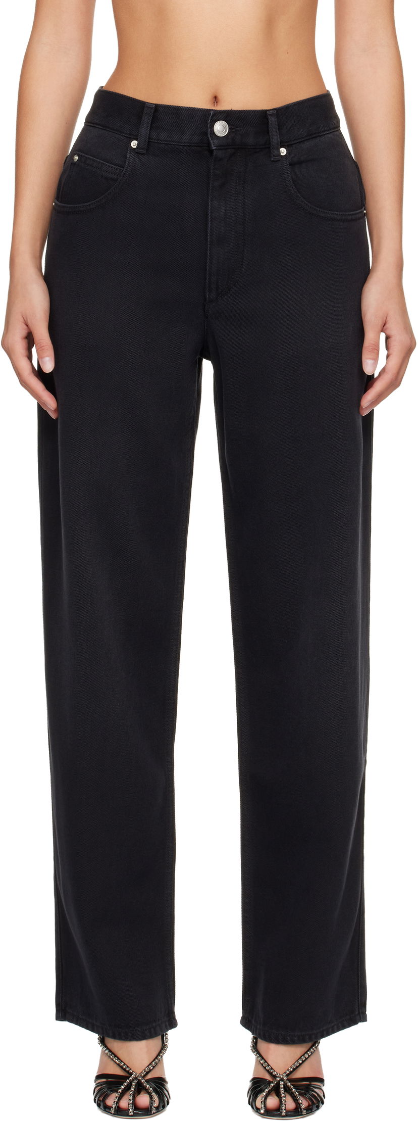 Džínsy ISABEL MARANT Jenny High-Waisted Straight-Leg Jeans Čierna | PA0590FA-B1H07I
