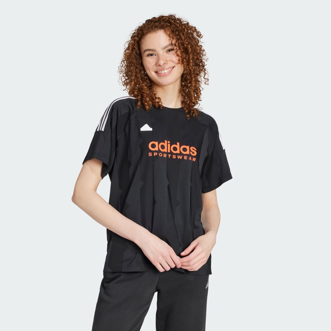 Tričko adidas Performance Tiro Cut Jacquard Boyfriend Tee Čierna | IX3505, 0