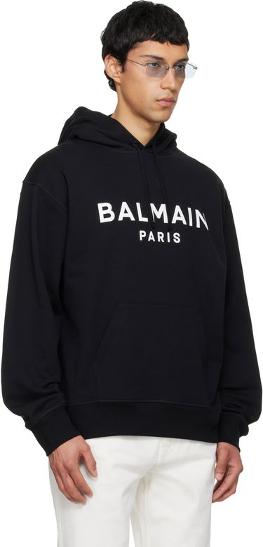 Mikina Balmain Balmain Printed Cotton Hoodie Čierna | GH1JR007BD45, 1