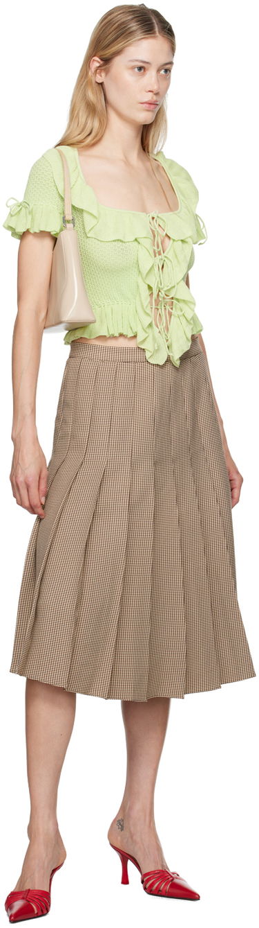 Sukňa GUIZIO Guizio Gibson Houndstooth Pleated Midi Skirt Hnedá | P24305W087, 3