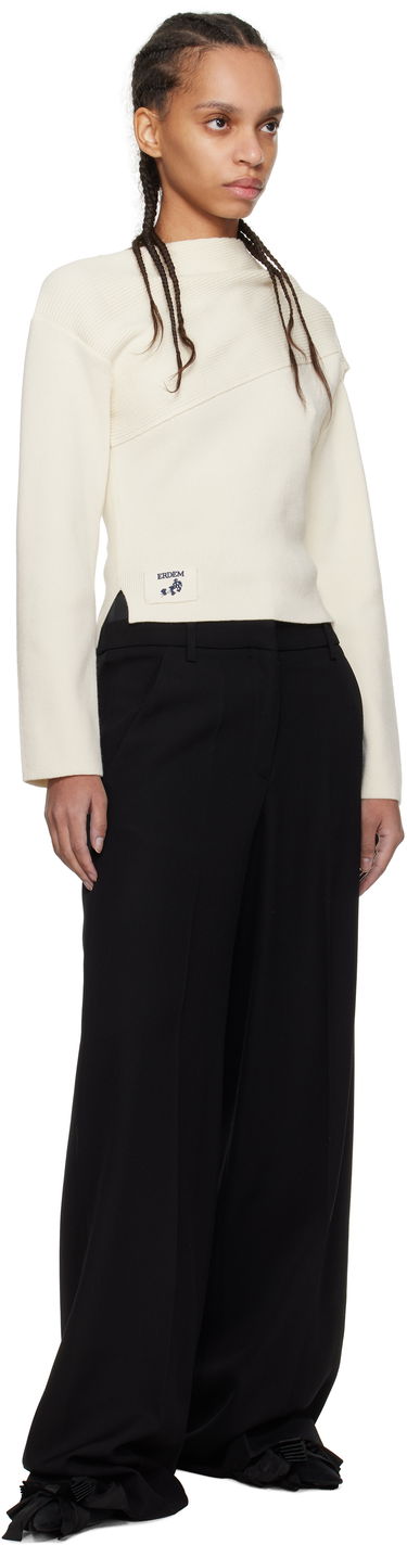 Sveter Erdem Erdem Drape Detail Ribbed Knit Sweater Biela | PS25_KT7_WWRK, 3