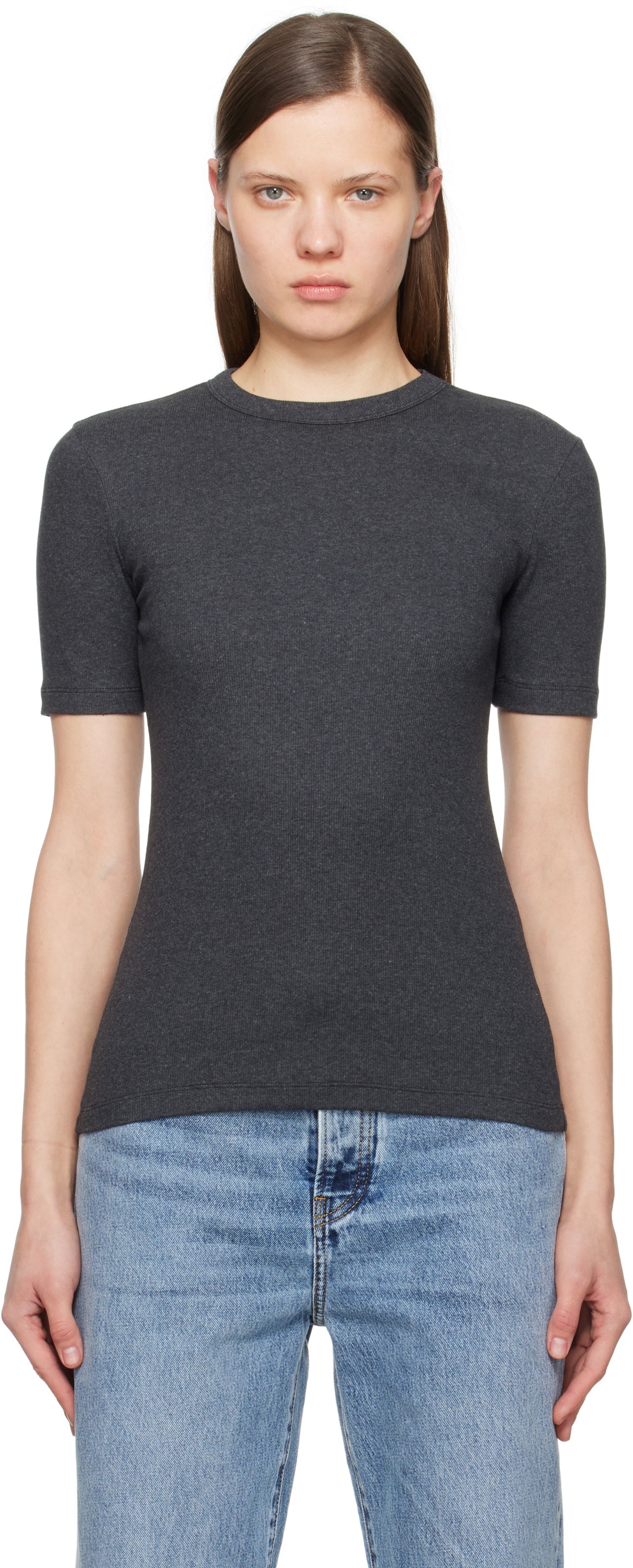 Tričko TOTEME TOTEME Classic Rib T-Shirt Šedá | 243-WRT1459-FB0246, 0