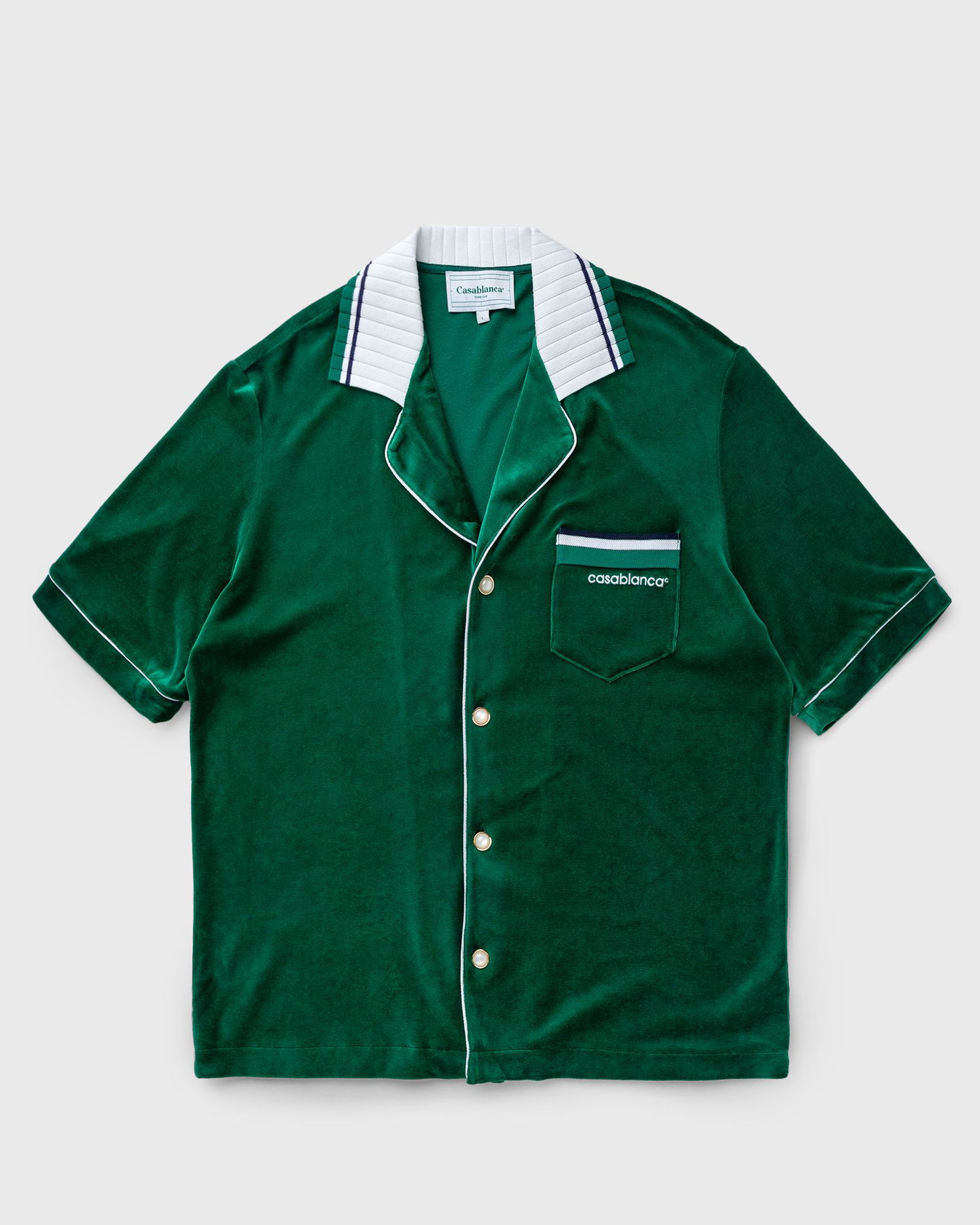 Košeľa Casablanca MENS SHORT SLEEVED VELOUR SHIRT Zelené | MPF24-JTP-209-01, 0