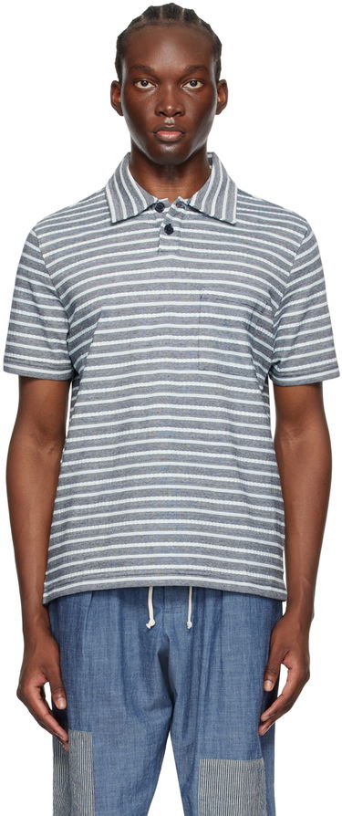 Polo tričko Universal Works Universal Works Newlyn Striped Polo Modrá | P3088, 0
