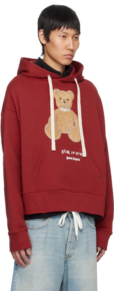 Mikina Palm Angels Palm Angels 'Bear in Mind' Cropped Hoodie Červená | PMBB172S25FLE0012560, 1