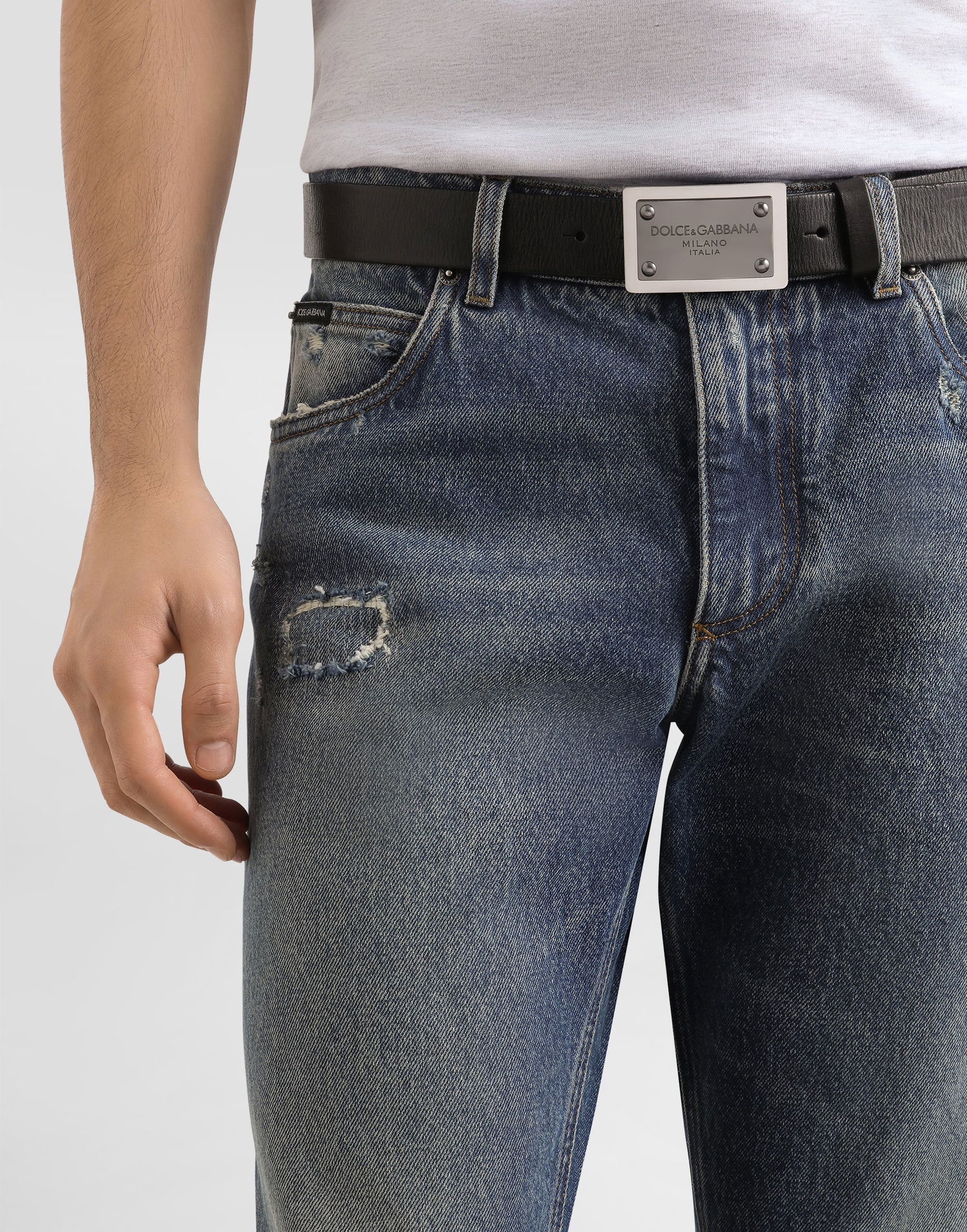 Džínsy Dolce & Gabbana Dolce & Gabbana Regular Fit Distressed Jeans Modrá | GYJCCDG8NK1S9001, 1